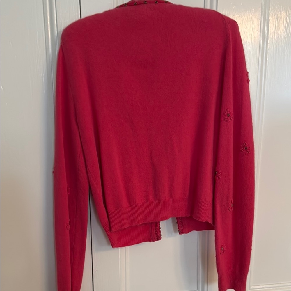 Elegant Hot Pink CAbi Embroidered Women's Sweater - Picture 8 of 8